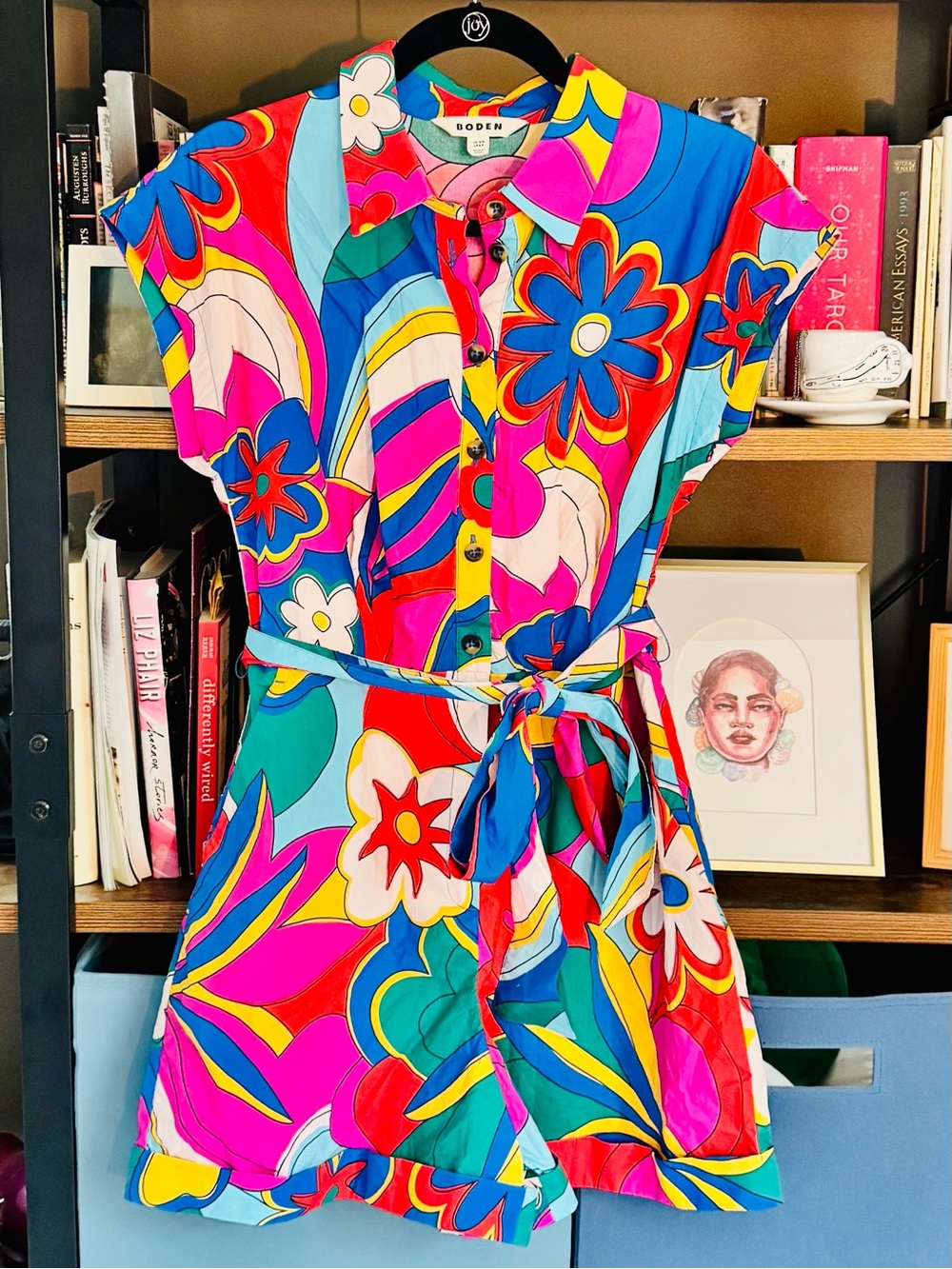 Boden Casual Cotton Playsuit Romper, Blossomy Pop 8P